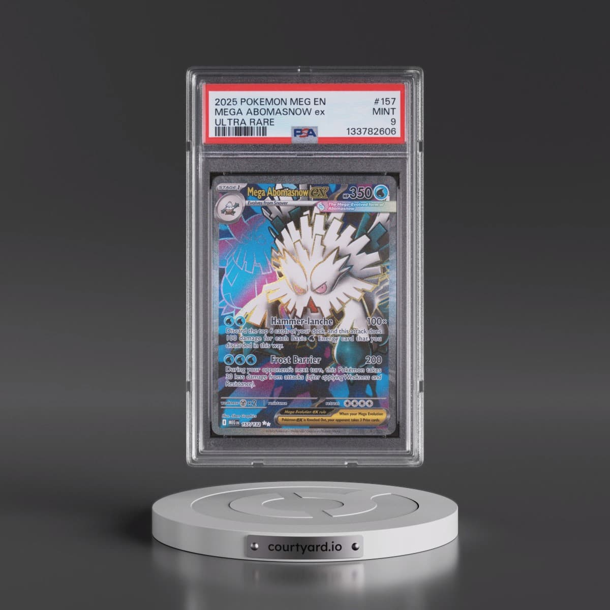 2025 Pokémon Meg EN-Mega Evolution #157 Mega Abomasnow EX - Holo Ultra Rare (PSA 9 MINT)