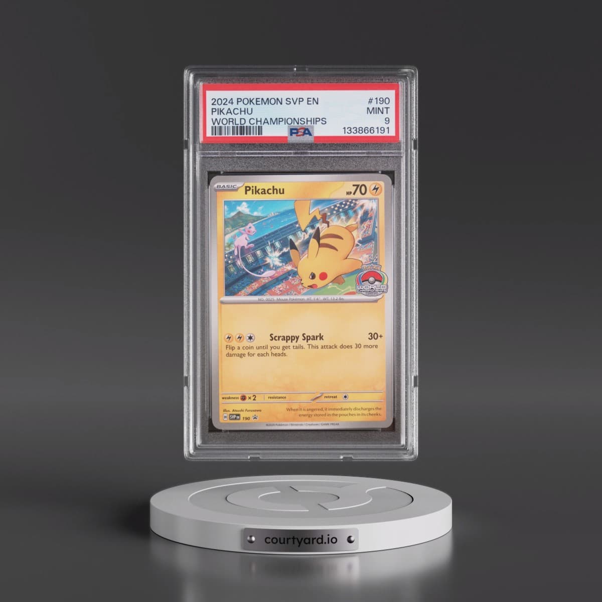 2024 Pokémon Svp EN-SV Black Star Promo #190 Pikachu - World Championships (PSA 9 MINT)