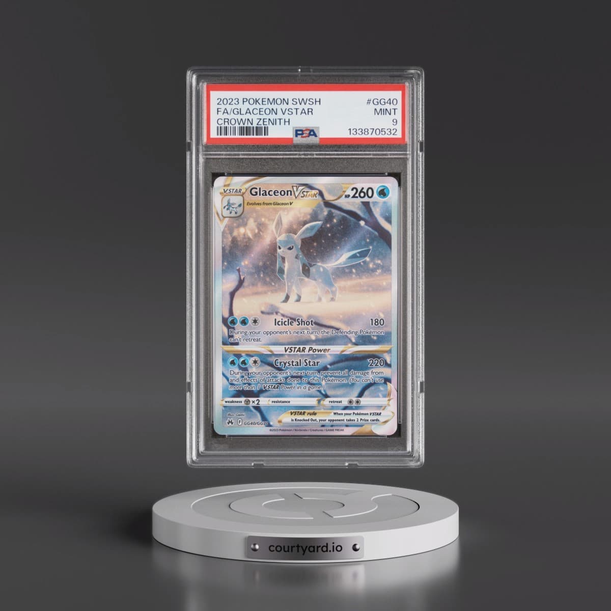 2023 Pokémon Sword and Shield Crown Zenith #GG40 Glaceon Vstar - Full Art (PSA 9 MINT)