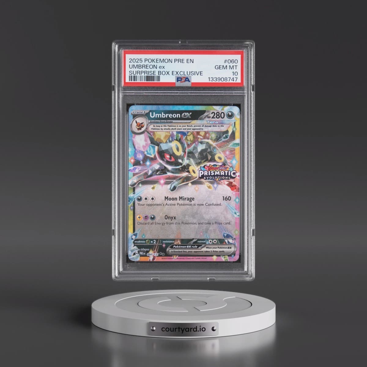 2025 Pokémon Pre EN-Prismatic Evolutions #060 Umbreon EX - Holo Surprise Box Exclusive (PSA 10 GEM MINT)