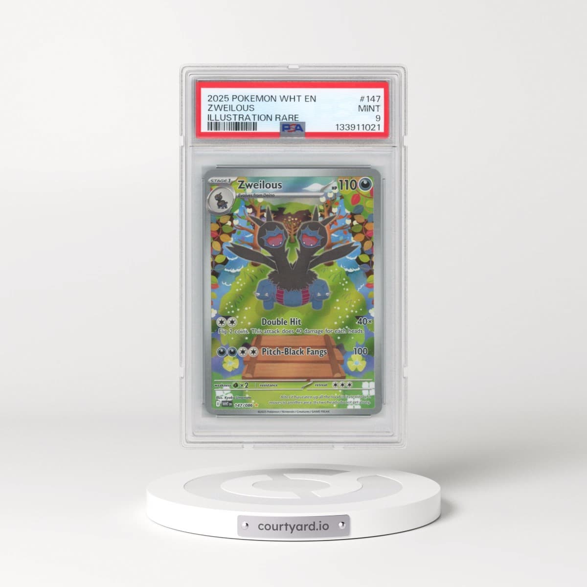 2025 Pokémon Wht EN-White Flare #147 Zweilous - Illustration Rare (PSA 9 MINT)