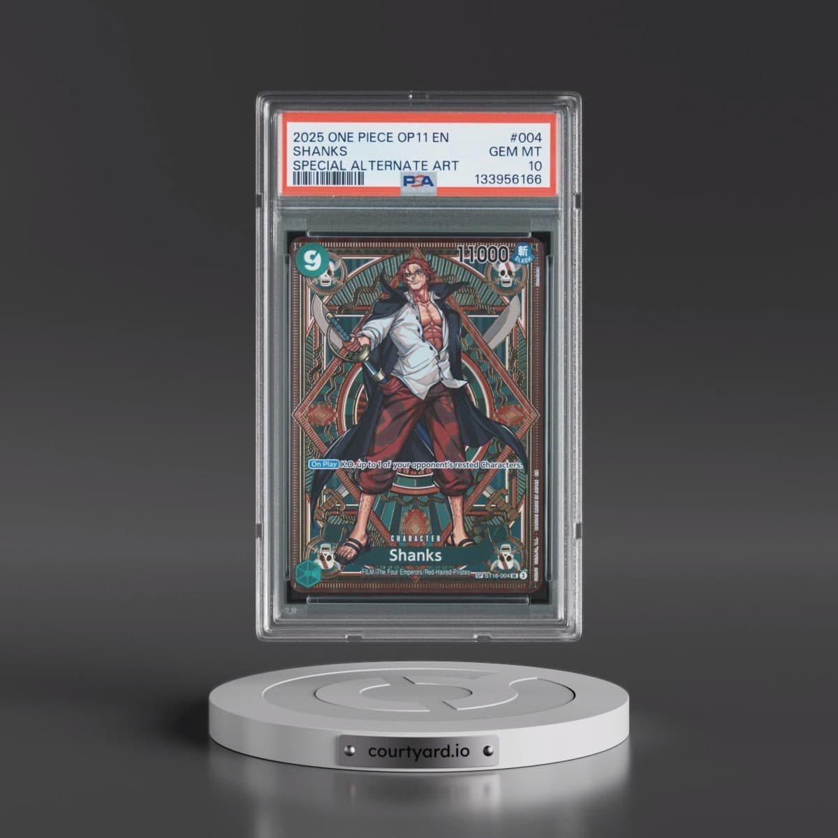 2025 One Piece OP11-A Fist of Divine Speed #004 Shanks - Special Alternate Art (PSA 10 GEM MINT)