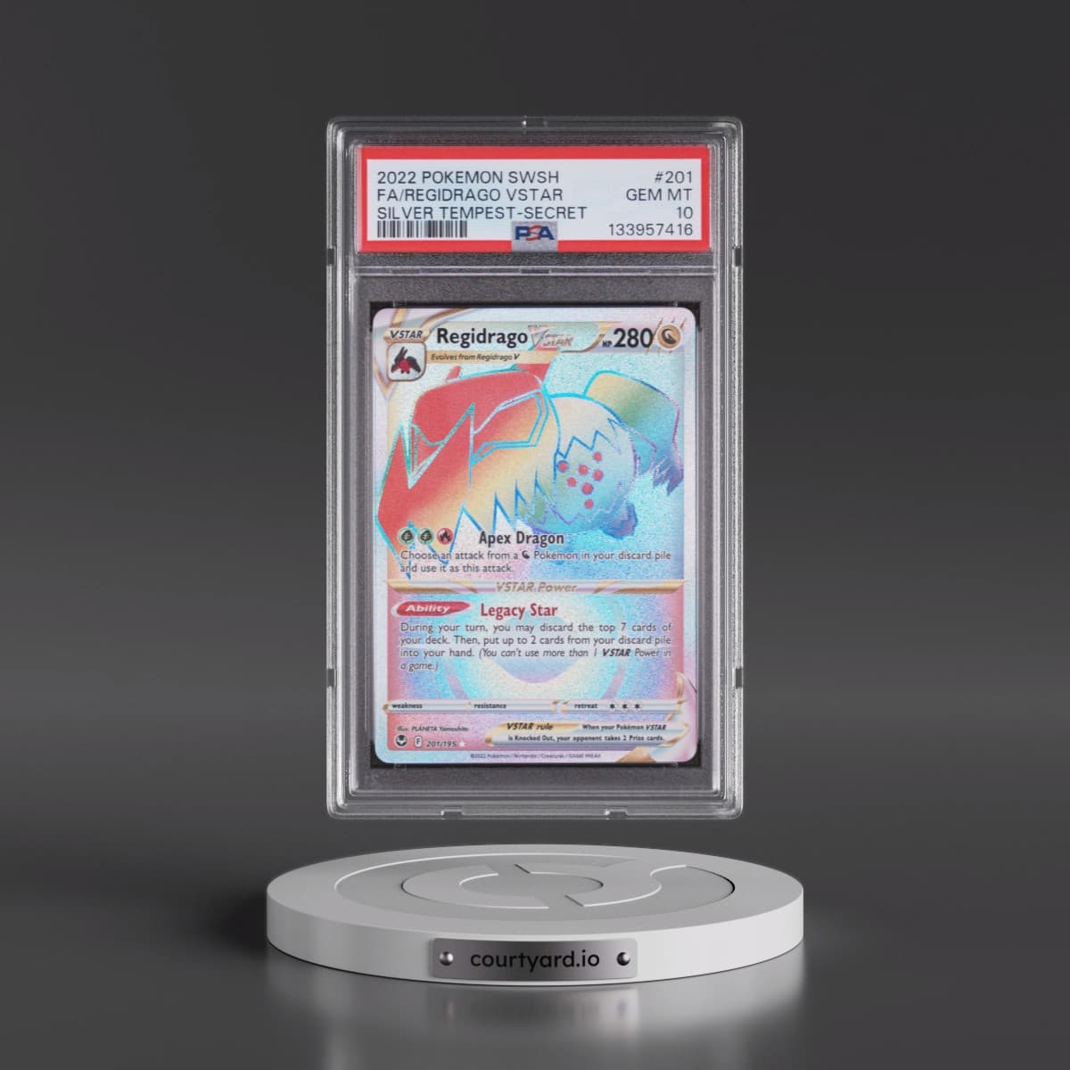 2022 Pokémon Sword & Shield Silver Tempest #201 Regidrago Vstar - Full Art Secret (PSA 10 GEM MINT)