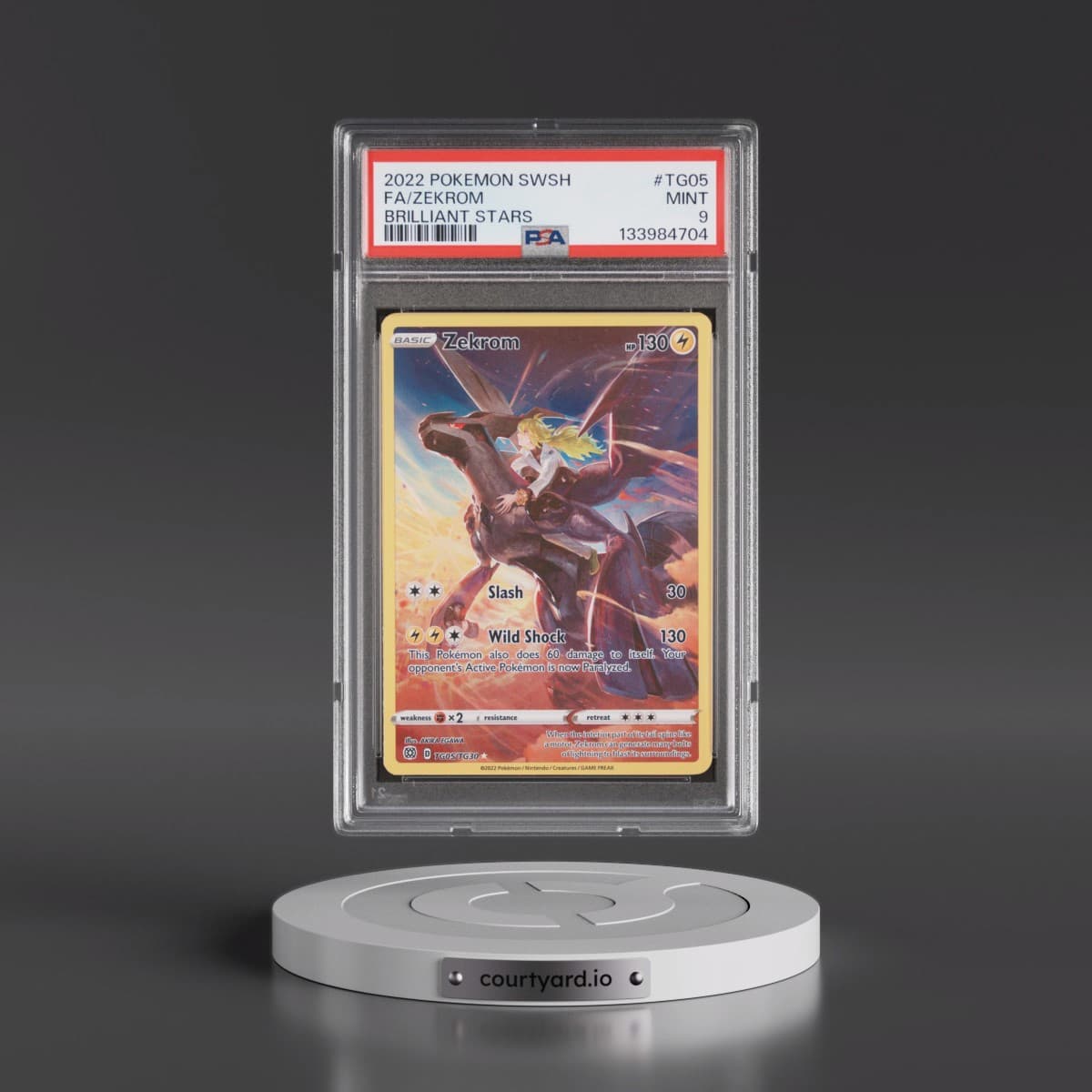 2022 Pokémon Sword & Shield Brilliant Stars #TG05 Zekrom - Full Art (PSA 9 MINT)