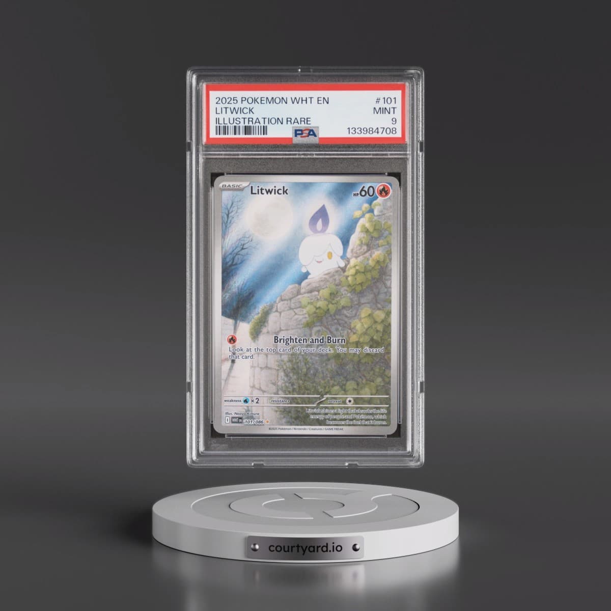 2025 Pokémon Wht EN-White Flare #101 Litwick - Illustration Rare (PSA 9 MINT)