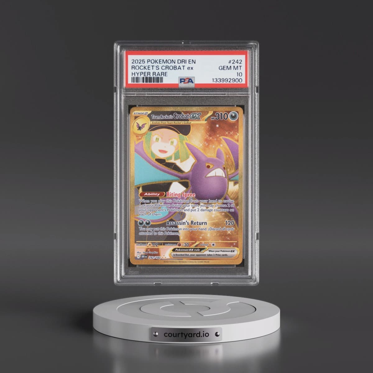 2025 Pokémon Dri EN-Destined Rivals #242 Team Rocket's Crobat EX - Holo Hyper Rare (PSA 10 GEM MINT)