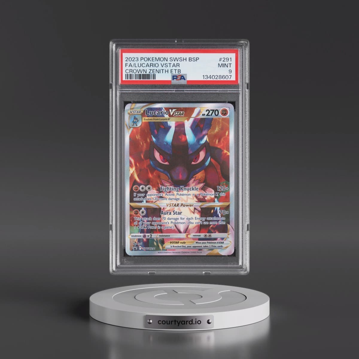 2023 Pokémon Swsh Black Star Promo #291 Lucario Vstar - Full Art Crown Zenith Elite Trainer Box (PSA 9 MINT)
