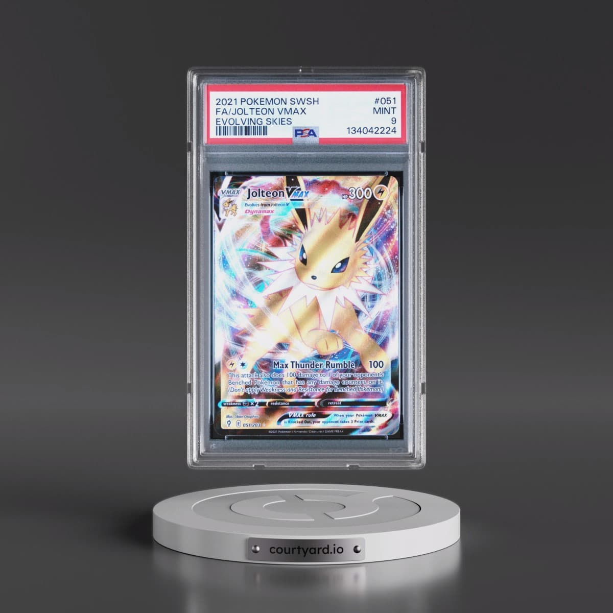 2021 Pokémon Sword & Shield Evolving Skies #051 Jolteon Vmax - Full Art (PSA 9 MINT)