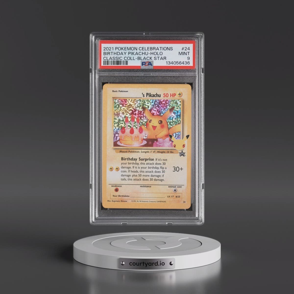 2021 Pokémon Celebrations Classic Collection #24 Birthday Pikachu - Holo (PSA 9 MINT)