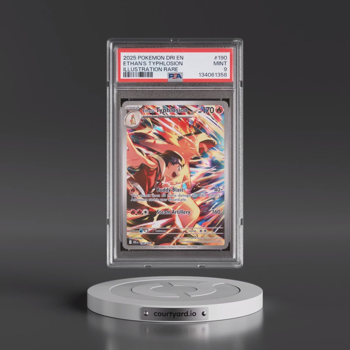2025 Pokémon Dri EN-Destined Rivals #190 Ethan's Typhlosion - Illustration Rare (PSA 9 MINT)
