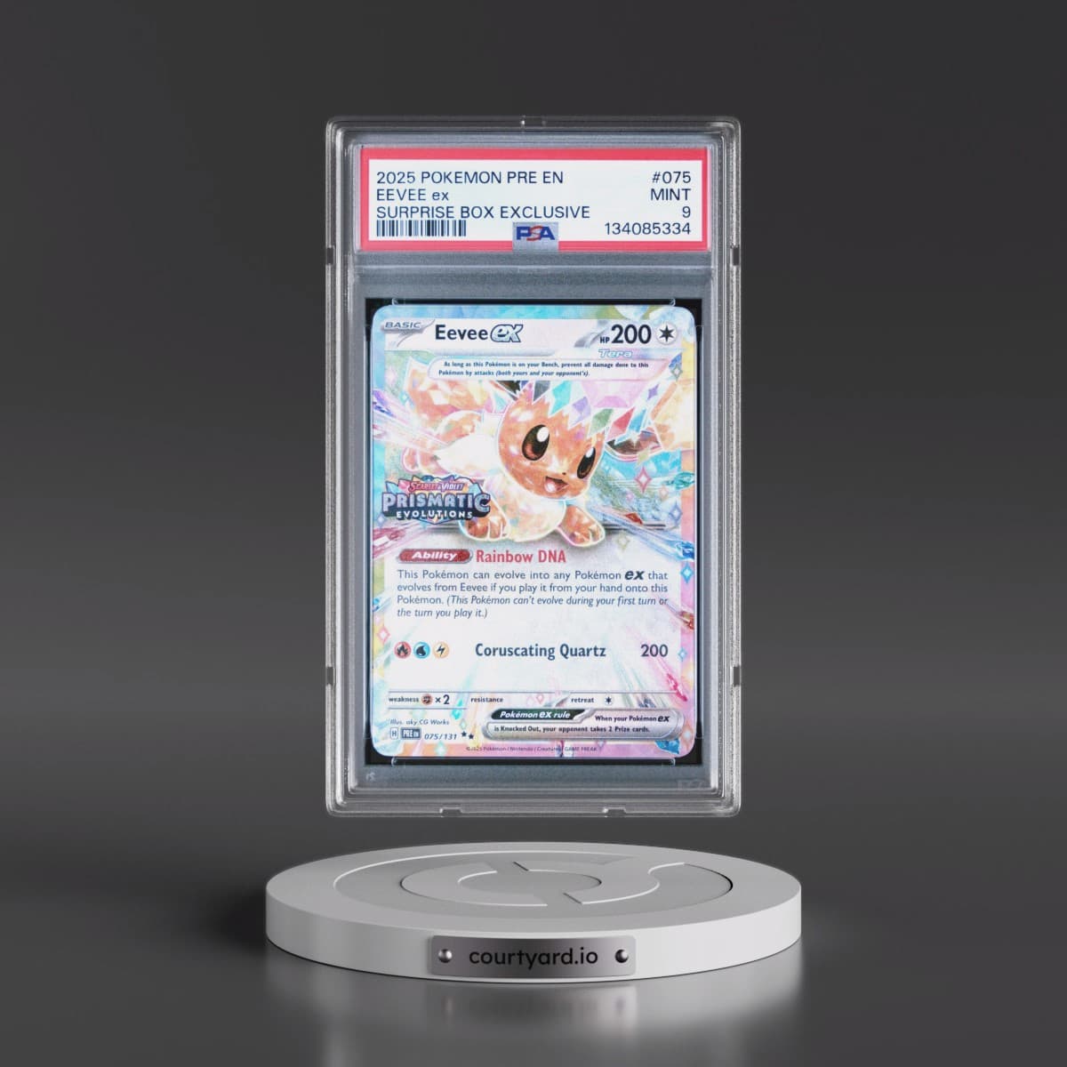 2025 Pokémon Pre EN-Prismatic Evolutions #075 Eevee EX - Holo Surprise Box Exclusive (PSA 9 MINT)