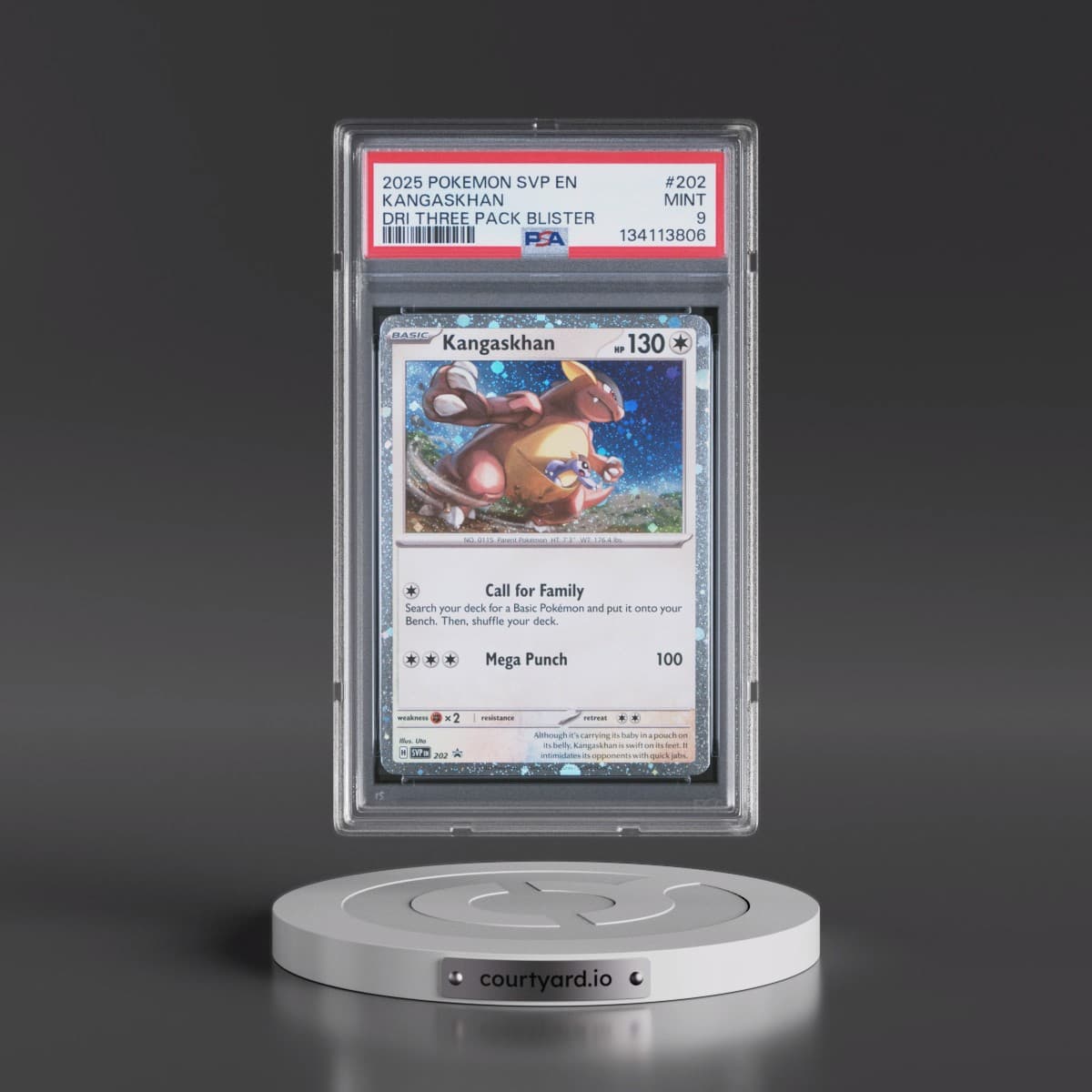 2025 Pokémon Svp EN-SV Black Star Promo #202 Kangaskhan - Destined Rivals Three Pack Blister (PSA 9 MINT)