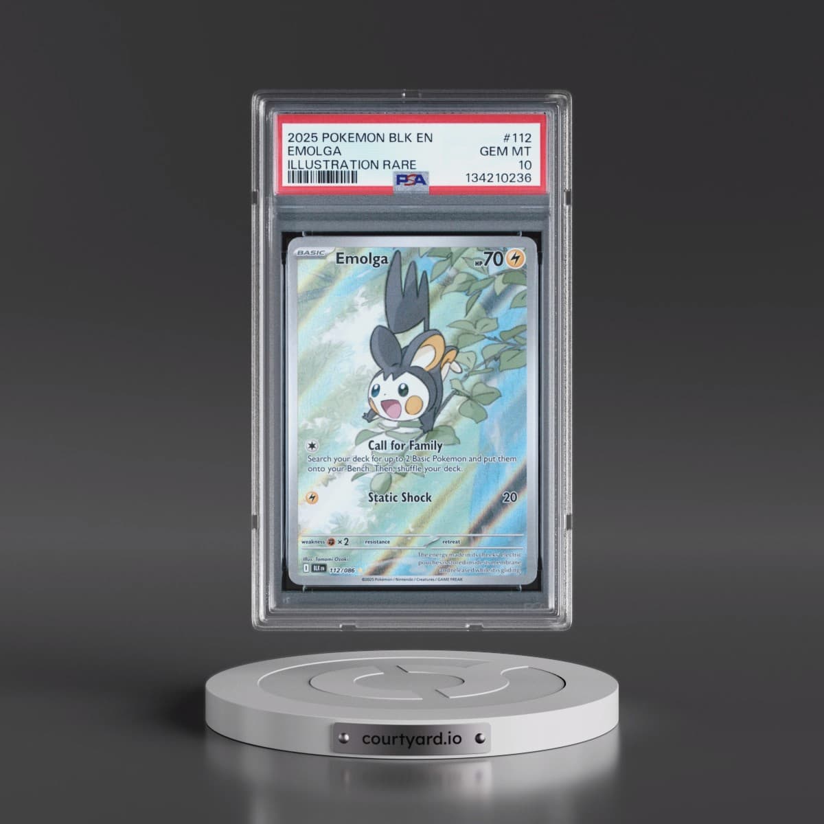 2025 Pokémon Blk EN-Black Bolt #112 Emolga - Illustration Rare (PSA 10 GEM MINT)