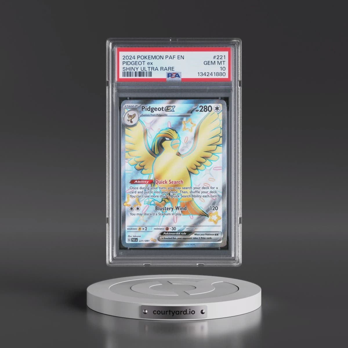 2024 Pokémon Paf EN-Paldean Fates #221 Pidgeot EX - Holo Shiny Ultra Rare (PSA 10 GEM MINT)