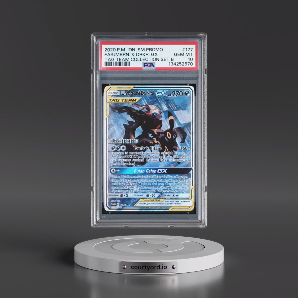 2020 Pokémon SM Promo #177 Umbreon & Darkrai GX - Holo Full Art Tag Team Collection Set B (PSA 10 GEM MINT)
