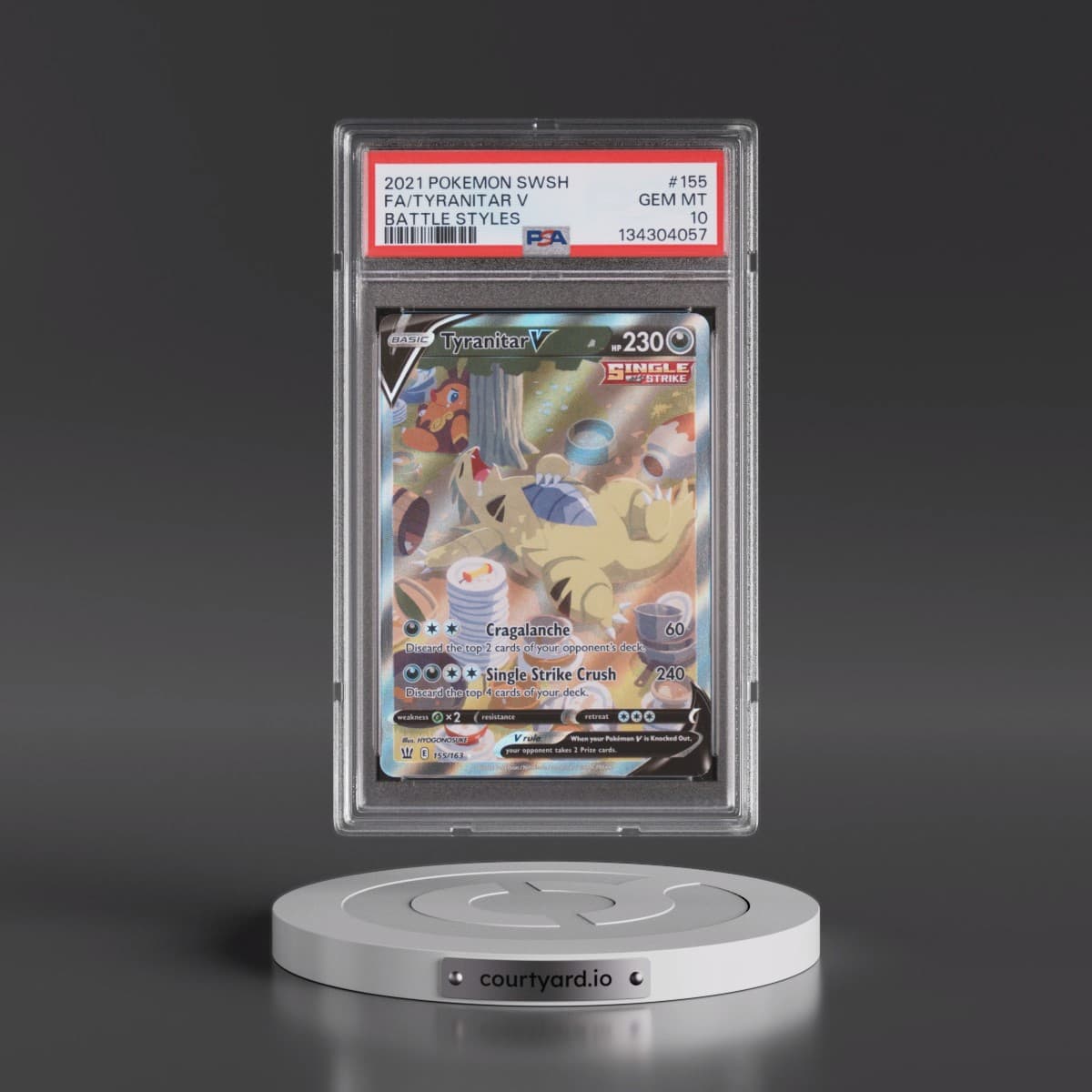 2021 Pokémon Sword & Shield Battle Styles #155 Tyranitar V - Holo Full Art (PSA 10 GEM MINT)