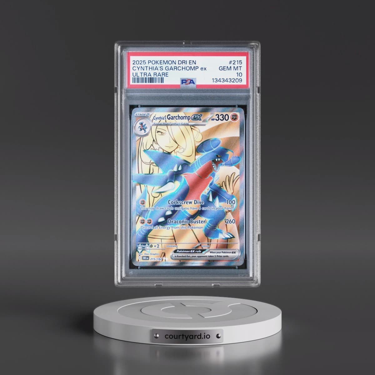 2025 Pokémon Dri EN-Destined Rivals #215 Cynthia's Garchomp EX - Holo Ultra Rare (PSA 10 GEM MINT)