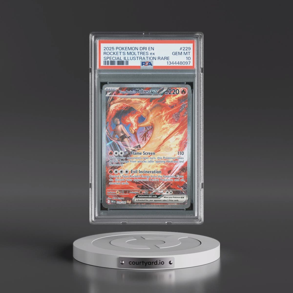 2025 Pokémon Dri EN-Destined Rivals #229 Team Rocket's Moltres EX - Holo Special Illustration Rare (PSA 10 GEM MINT)
