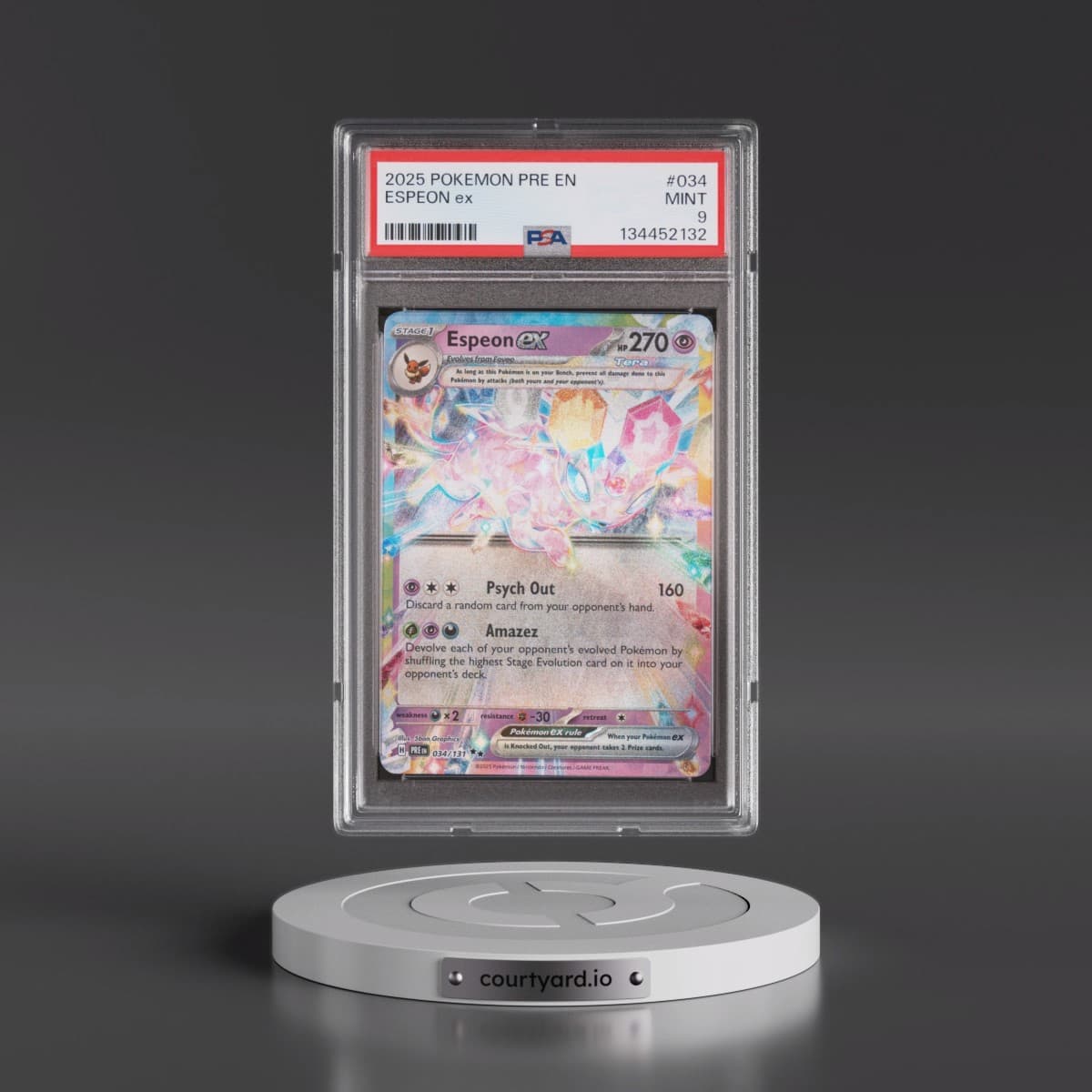 2025 Pokémon Pre EN-Prismatic Evolutions #034 Espeon EX - Holo (PSA 9 MINT)