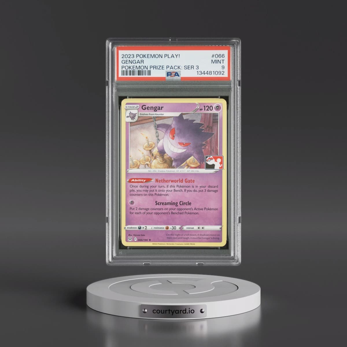 2023 Pokémon Play! Pokemon Prize Pack: Series 3 #066 Gengar (PSA 9 MINT)