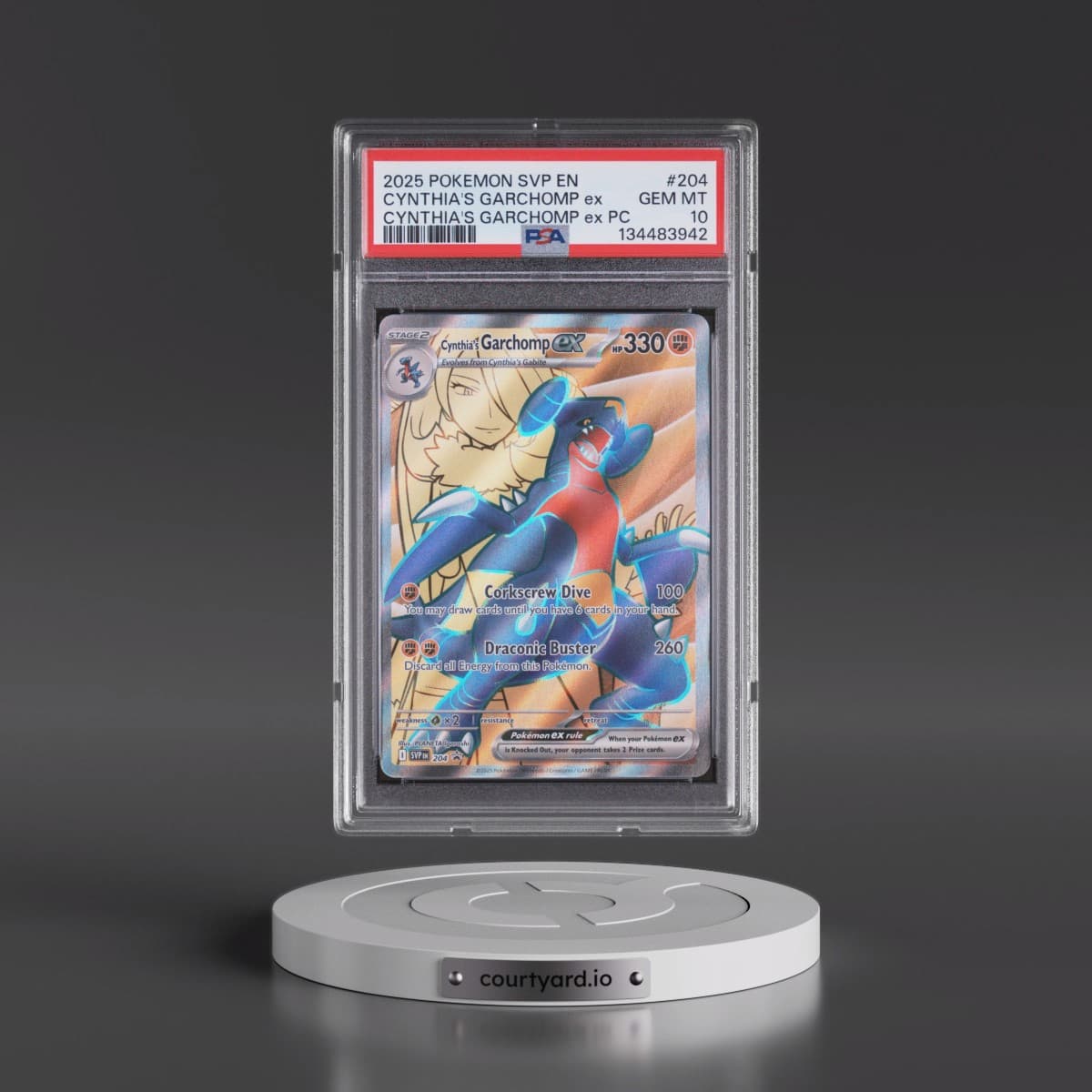2025 Pokémon Svp EN-SV Black Star Promo #204 Cynthia's Garchomp EX - Holo Cynthia's Garchomp EX Premium Collection (PSA 10 GEM MINT)