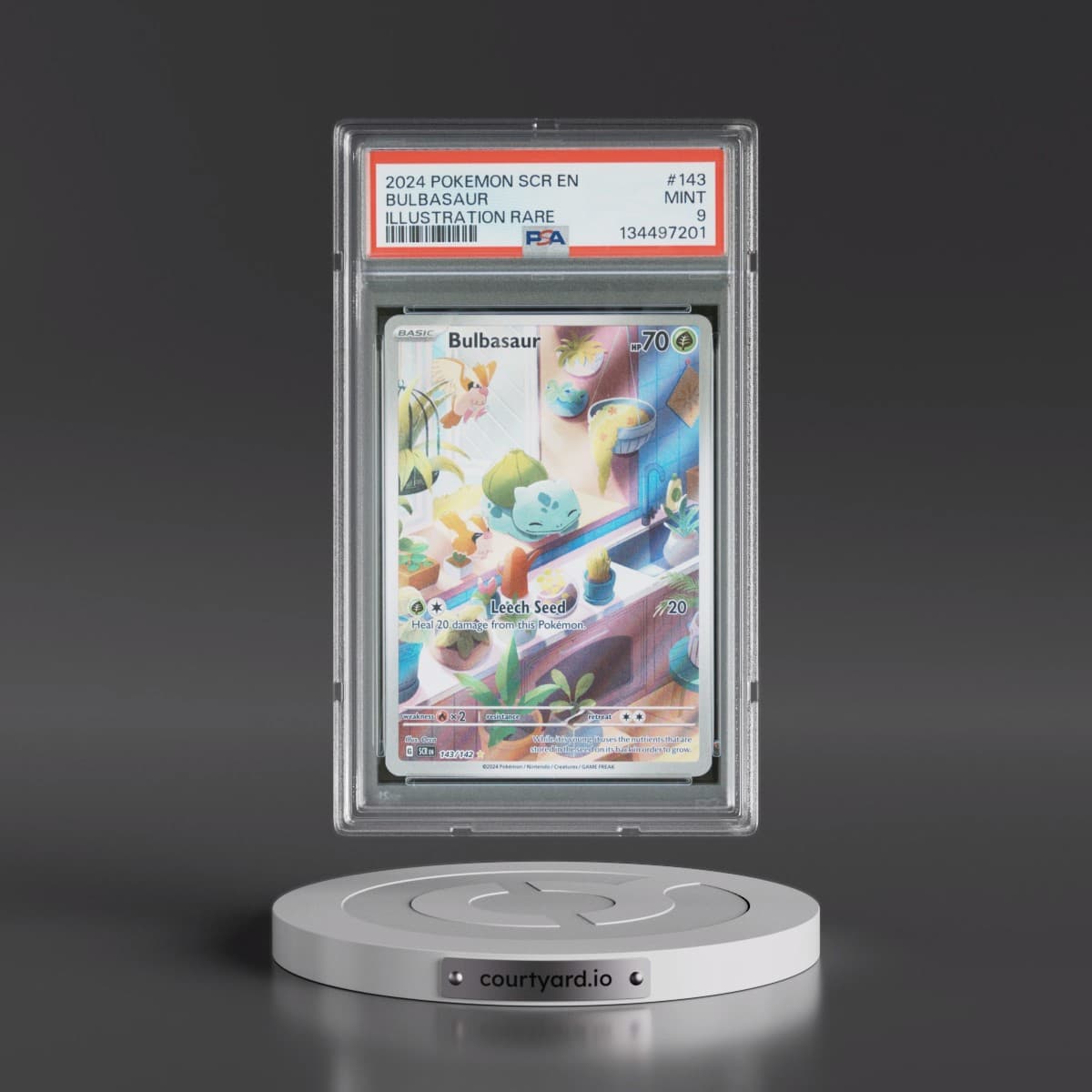 2024 Pokémon Scr EN-Stellar Crown #143 Bulbasaur - Illustration Rare (PSA 9 MINT)