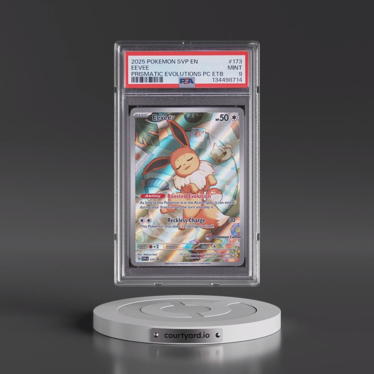 2025 Pokémon Svp EN-SV Black Star Promo #173 Eevee - Prismatic Evolutions Pokemon Center Elite Trainer Box (PSA 9 MINT)