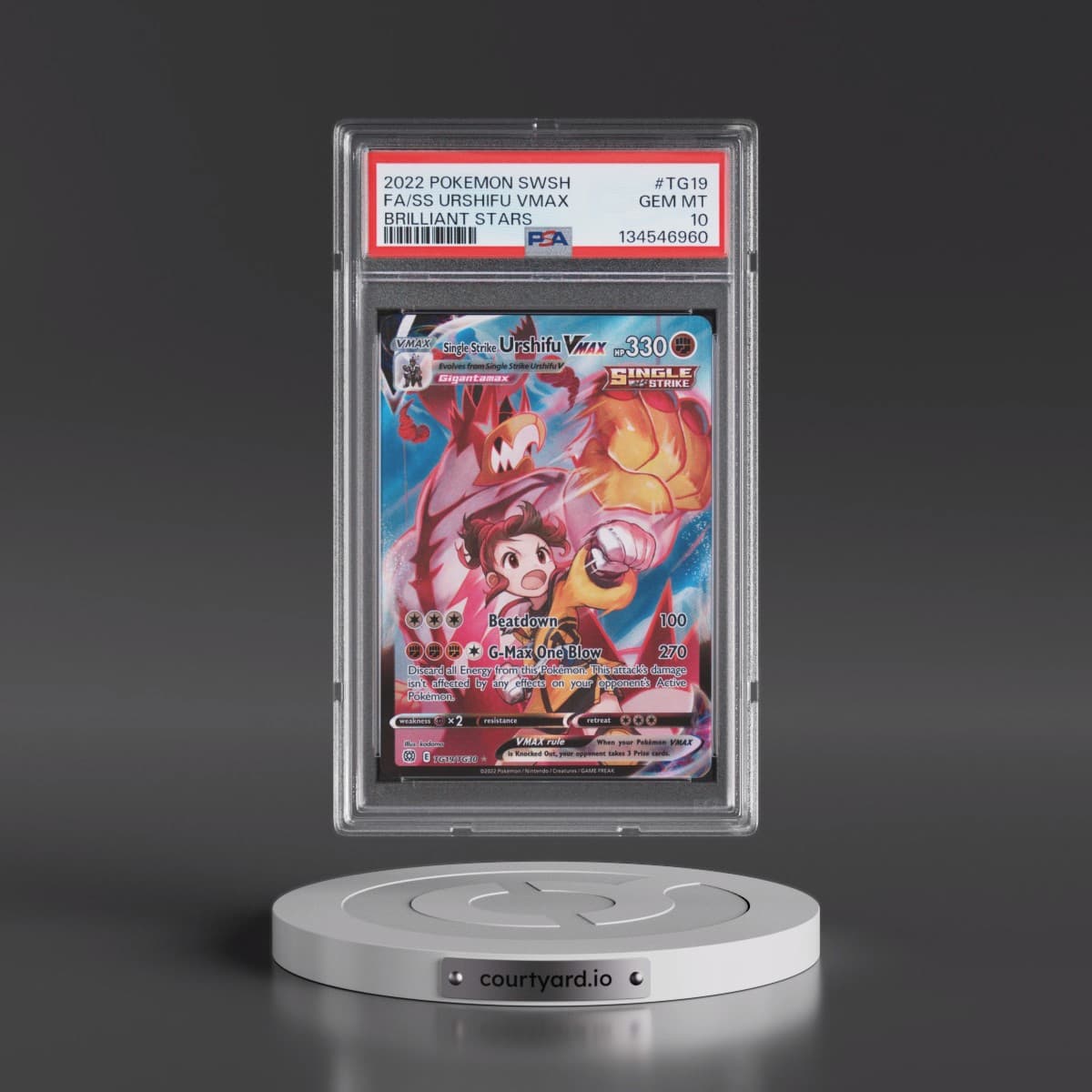 2022 Pokémon Sword & Shield Brilliant Stars #TG19 Single Strike Urshifu Vmax - Full Art (PSA 10 GEM MINT)