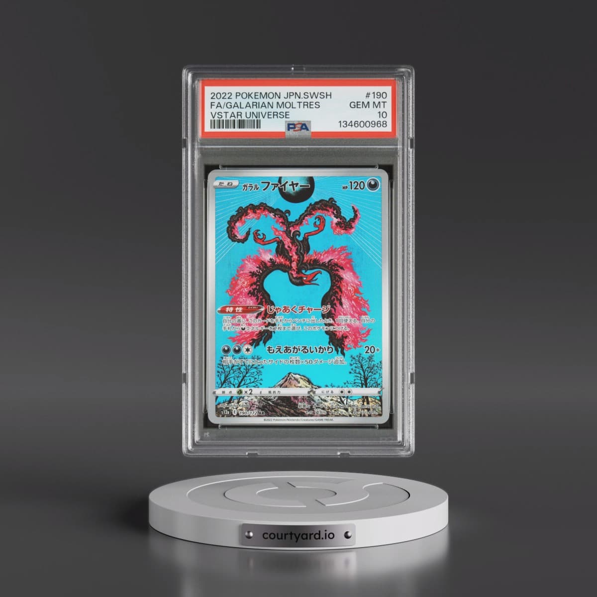 2022 Pokémon Sword & Shield Vstar Universe #190 Galarian Moltres - Full Art (PSA 10 GEM MINT)