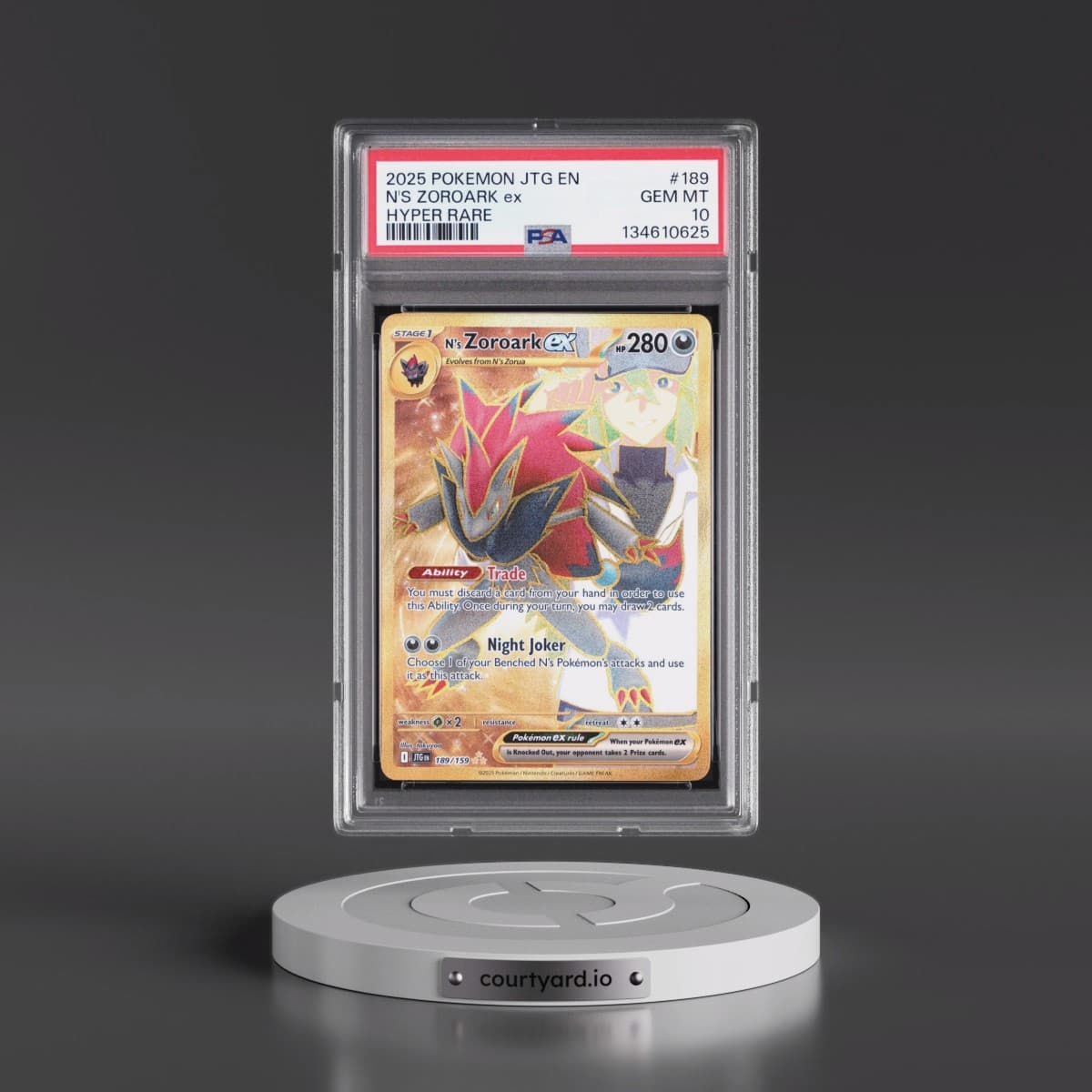2025 Pokémon Jtg EN-Journey Together #189 N's Zoroark EX - Holo Hyper Rare (PSA 10 GEM MINT)