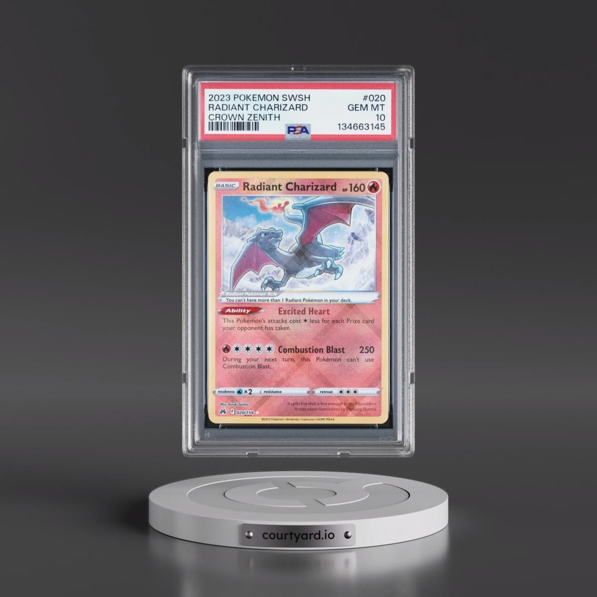 2023 Pokémon Sword and Shield Crown Zenith #020 Radiant Charizard - Holo (PSA 10 GEM MINT)