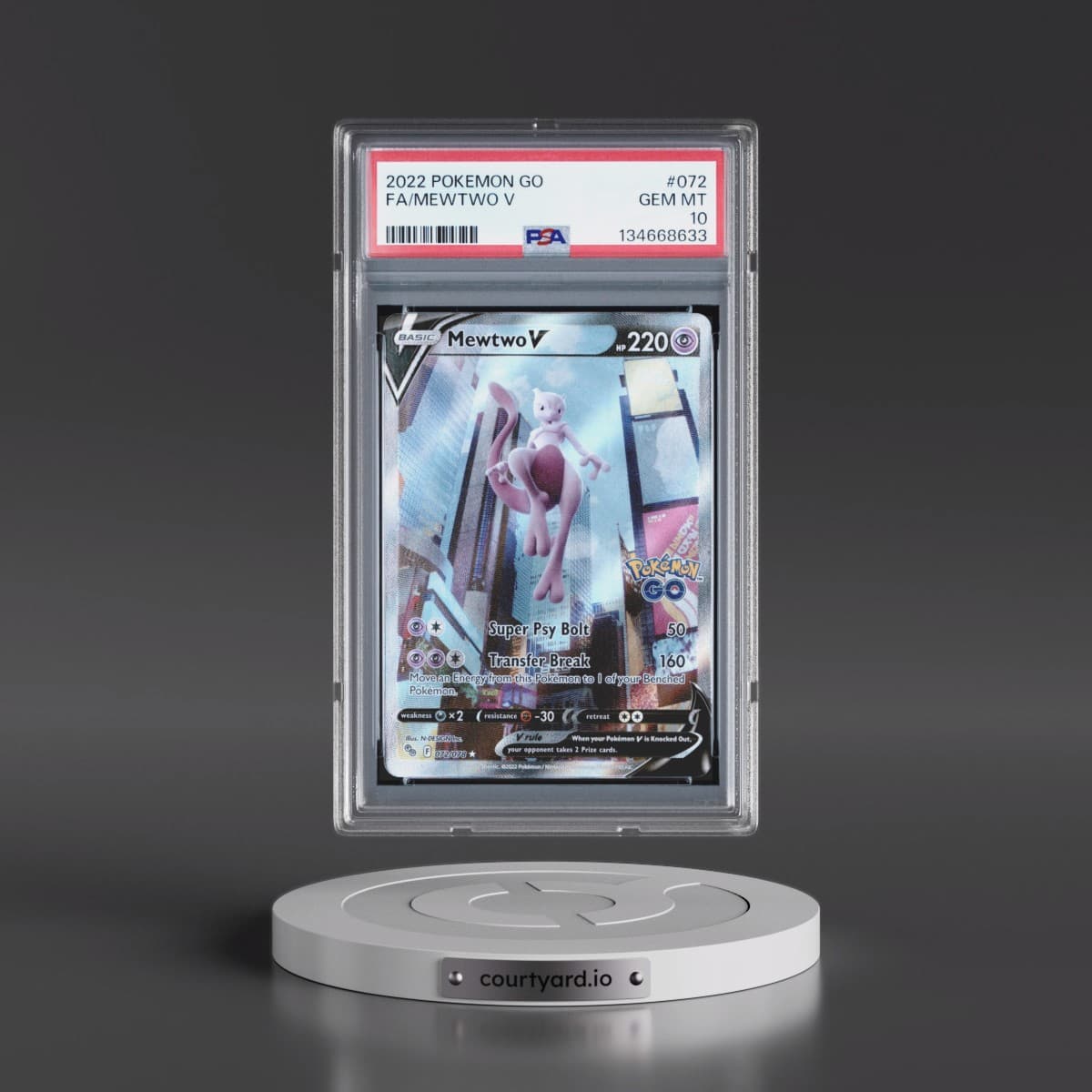 2022 Pokémon Go #072 Mewtwo V - Holo Full Art (PSA 10 GEM MINT)