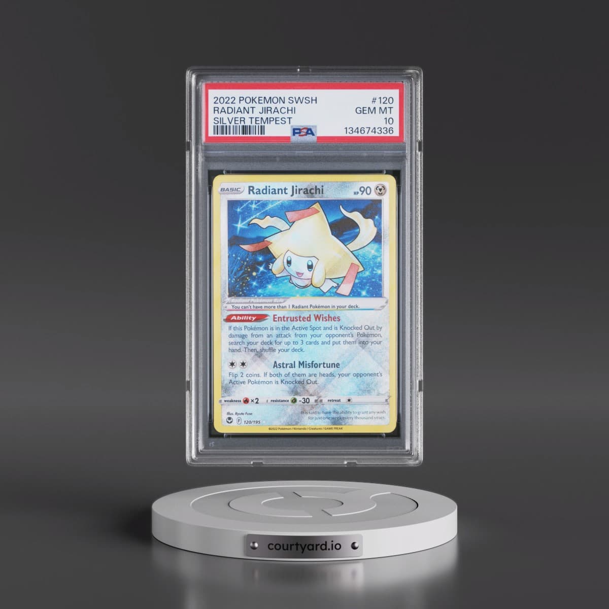 2022 Pokémon Sword & Shield Silver Tempest #120 Radiant Jirachi - Holo (PSA 10 GEM MINT)