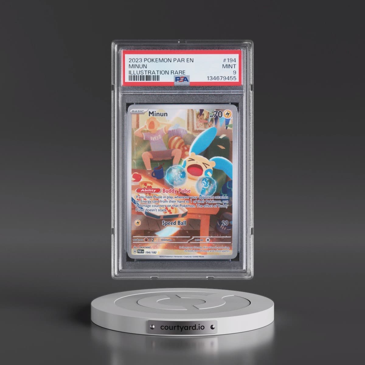 2023 Pokémon Par EN-Paradox Rift #194 Minun - Illustration Rare (PSA 9 MINT)