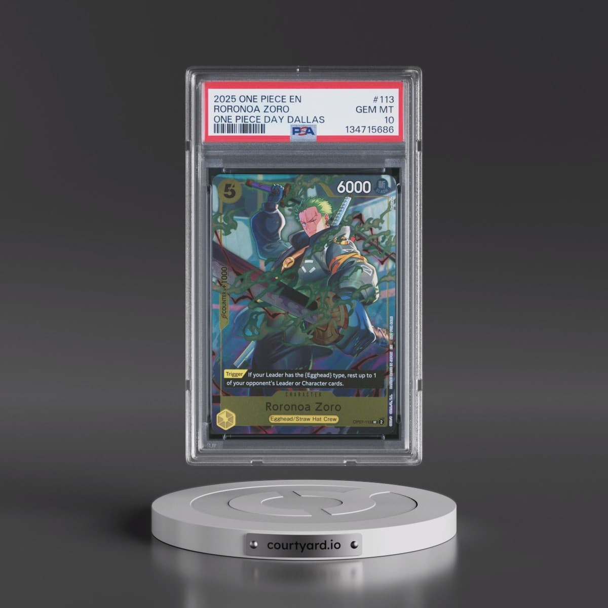 2025 One Piece Promos #113 Roronoa Zoro - One Piece Day Dallas (PSA 10 GEM MINT)
