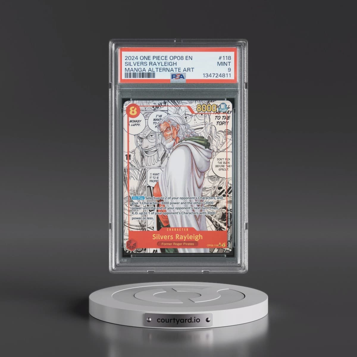 2024 One Piece OP08-Two Legends #118 Silvers Rayleigh - Manga Alternate Art (PSA 9 MINT)
