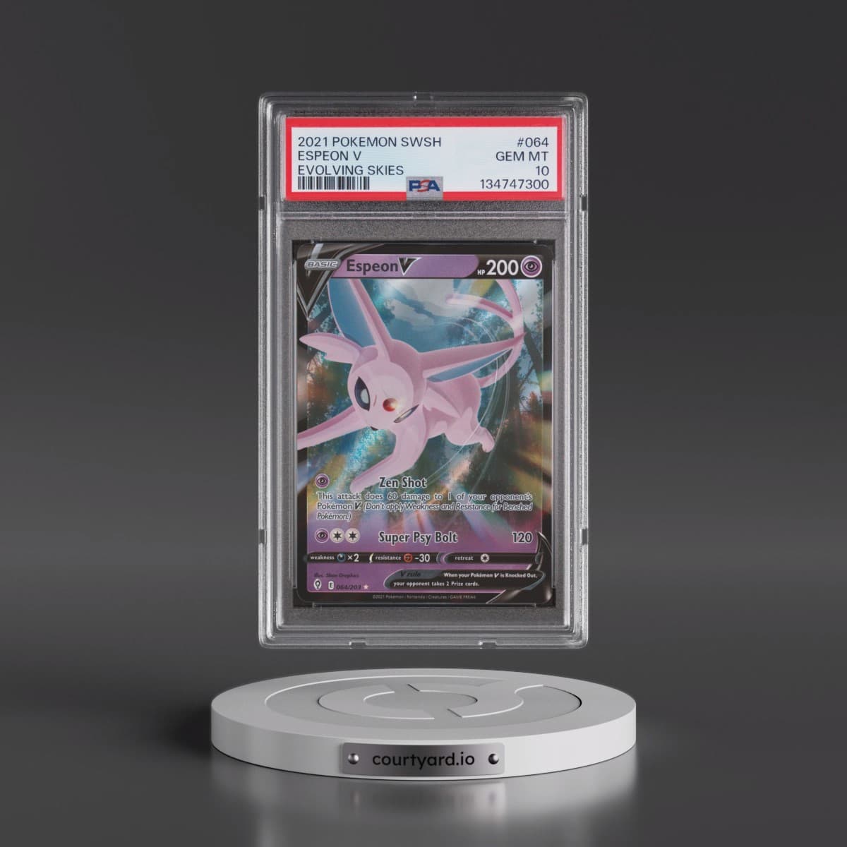2021 Pokémon Sword & Shield Evolving Skies #064 Espeon V - Holo (PSA 10 GEM MINT)
