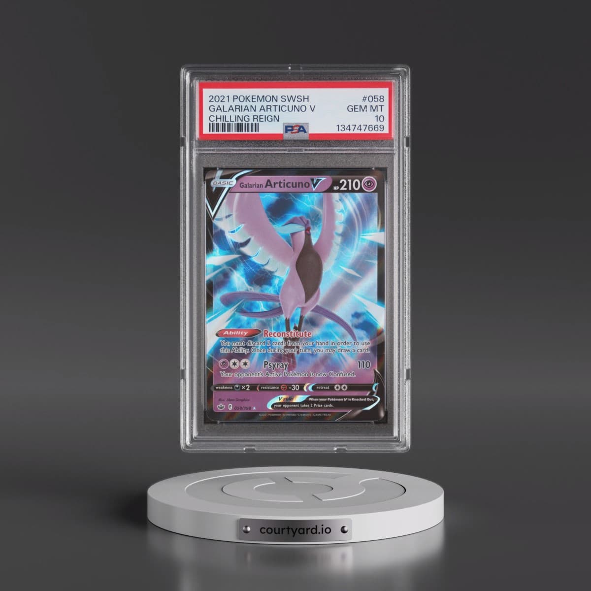 2021 Pokémon Sword & Shield Chilling Reign #058 Galarian Articuno V - Holo (PSA 10 GEM MINT)