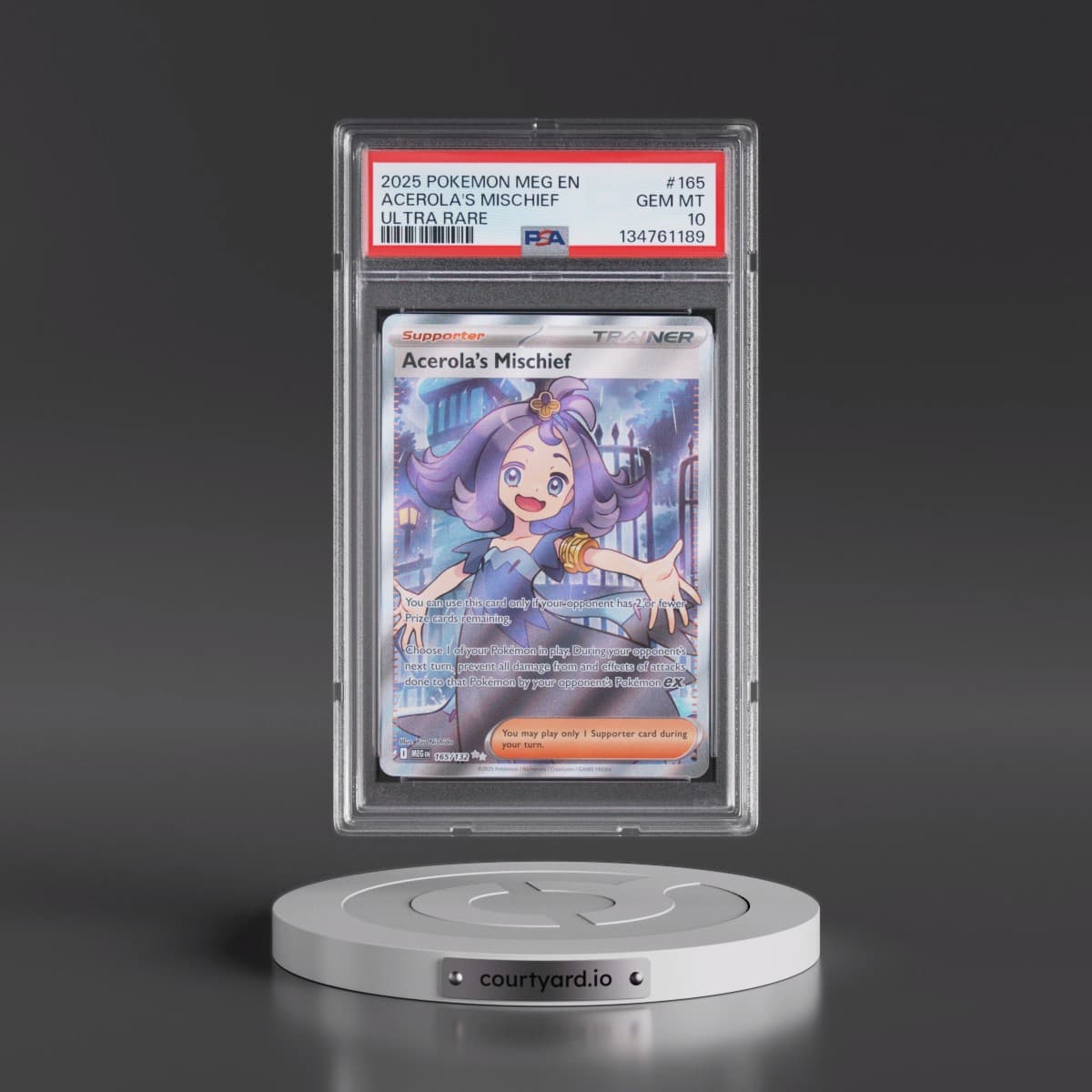 2025 Pokémon Meg EN-Mega Evolution #165 Acerola's Mischief - Ultra Rare (PSA 10 GEM MINT)
