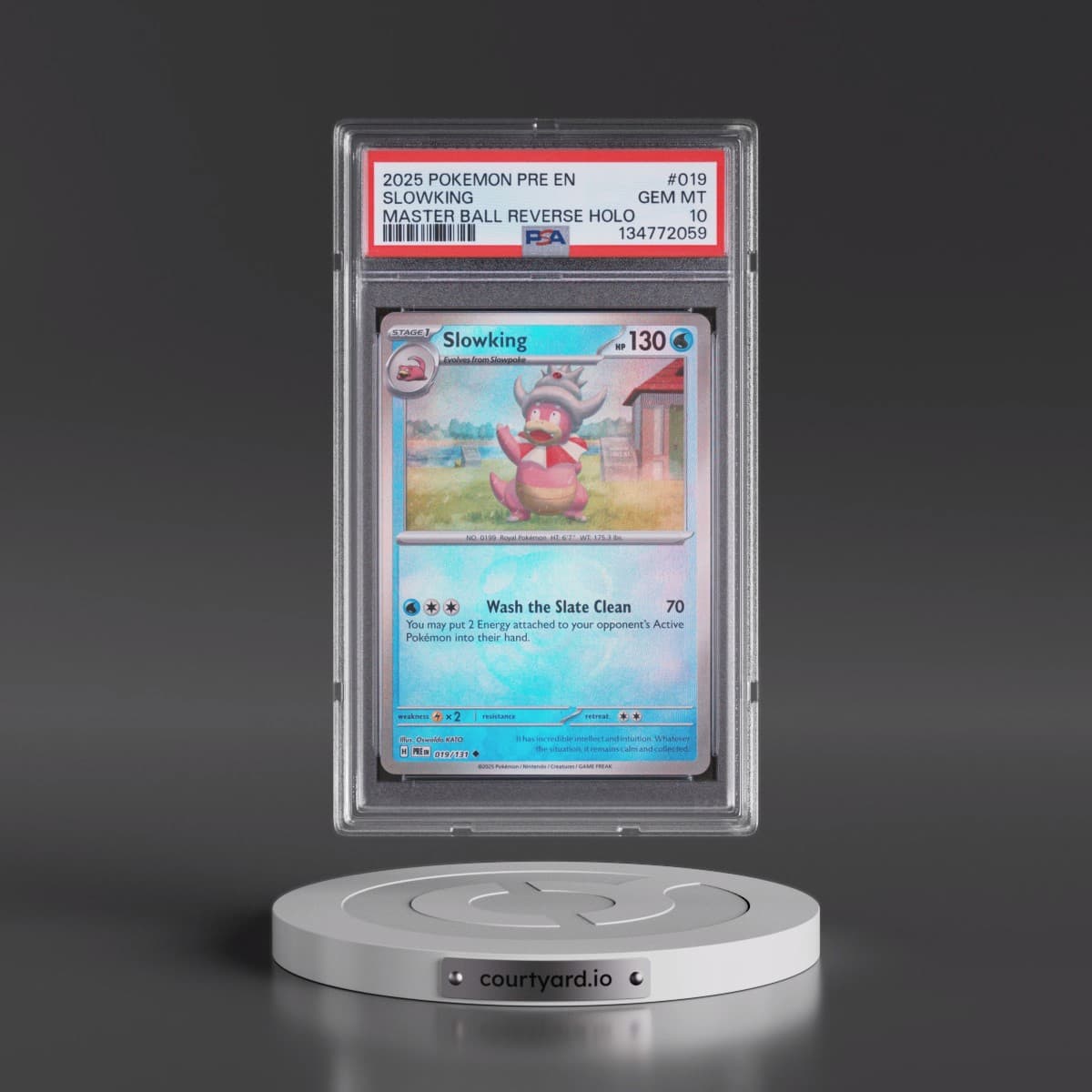 2025 Pokémon Pre EN-Prismatic Evolutions #019 Slowking - Reverse Holo Master Ball (PSA 10 GEM MINT)