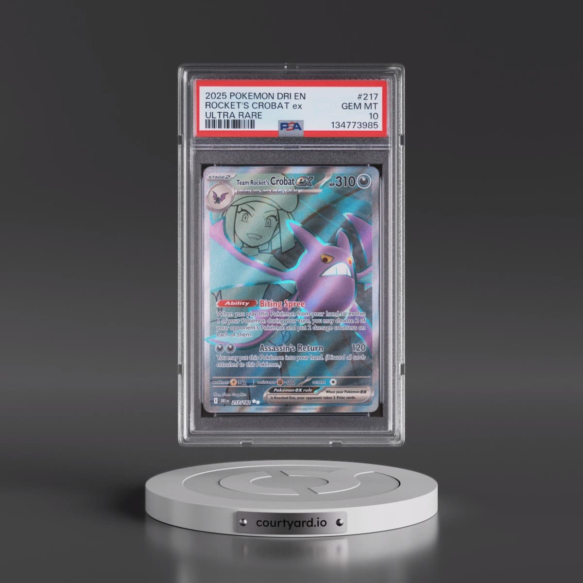 2025 Pokémon Dri EN-Destined Rivals #217 Team Rocket's Crobat EX - Holo Ultra Rare (PSA 10 GEM MINT)