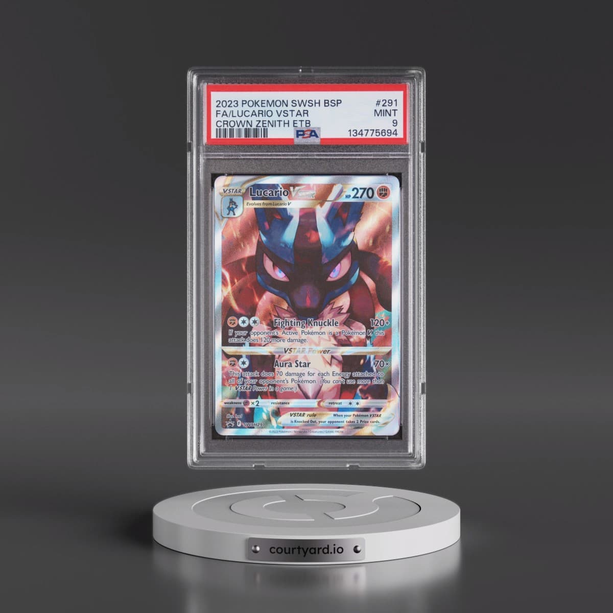 2023 Pokémon Swsh Black Star Promo #291 Lucario Vstar - Full Art Crown Zenith Elite Trainer Box (PSA 9 MINT)