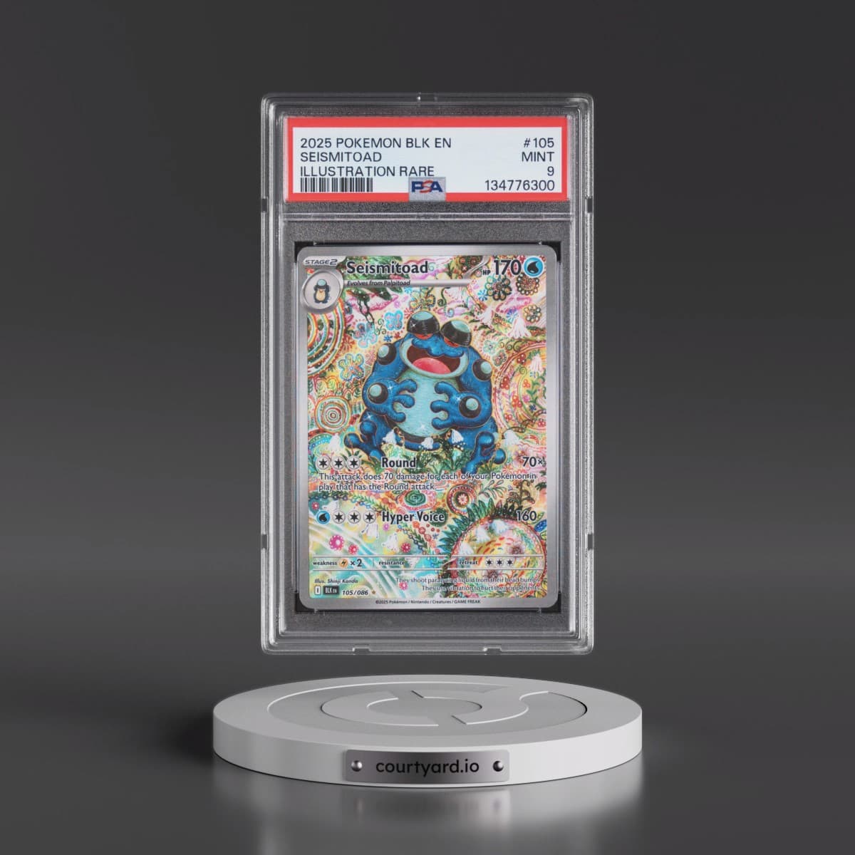 2025 Pokémon Blk EN-Black Bolt #105 Seismitoad - Illustration Rare (PSA 9 MINT)