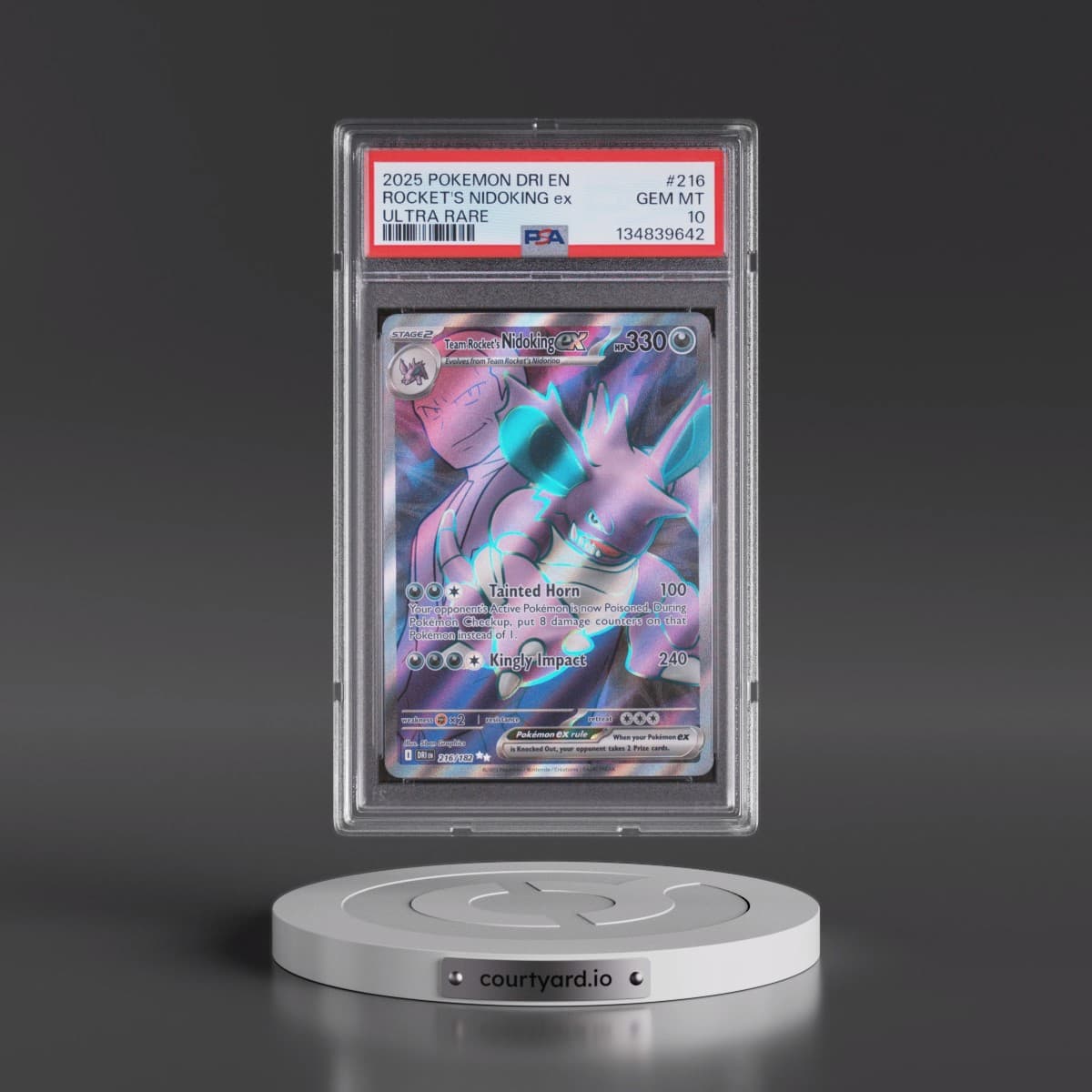 2025 Pokémon Dri EN-Destined Rivals #216 Team Rocket's Nidoking EX - Holo Ultra Rare (PSA 10 GEM MINT)