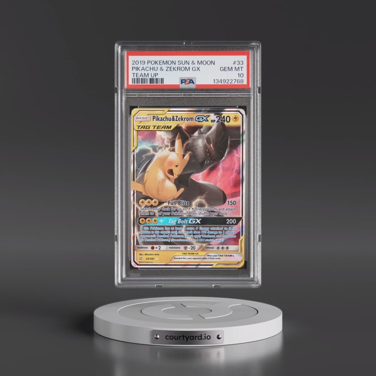 2019 Pokémon Sun & Moon Team Up #33 Pikachu & Zekrom GX - Holo (PSA 10 GEM MINT)