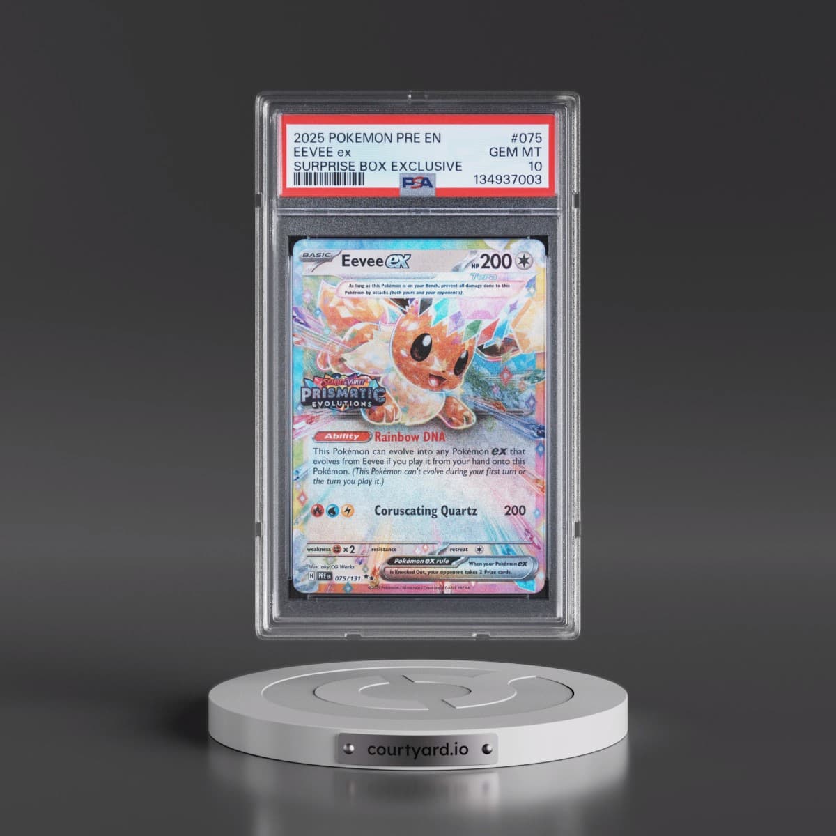 2025 Pokémon Pre EN-Prismatic Evolutions #075 Eevee EX - Holo Surprise Box Exclusive (PSA 10 GEM MINT)