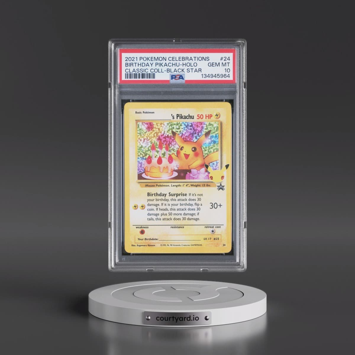 2021 Pokémon Celebrations Classic Collection #24 Birthday Pikachu - Holo (PSA 10 GEM MINT)
