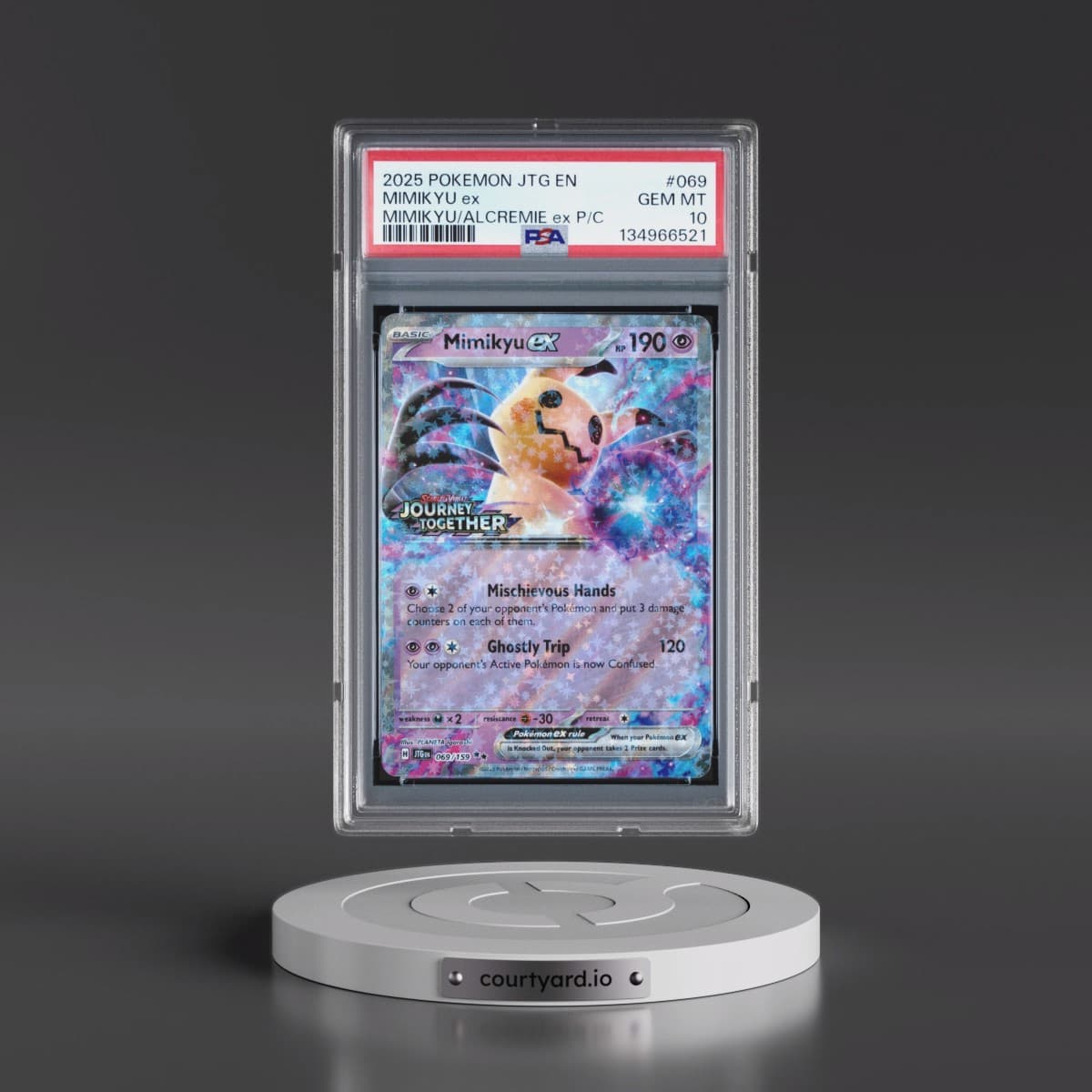 2025 Pokémon Jtg EN-Journey Together #069 Mimikyu EX - Holo Mimikyu EX & Alcremie EX Premium Collection (PSA 10 GEM MINT)