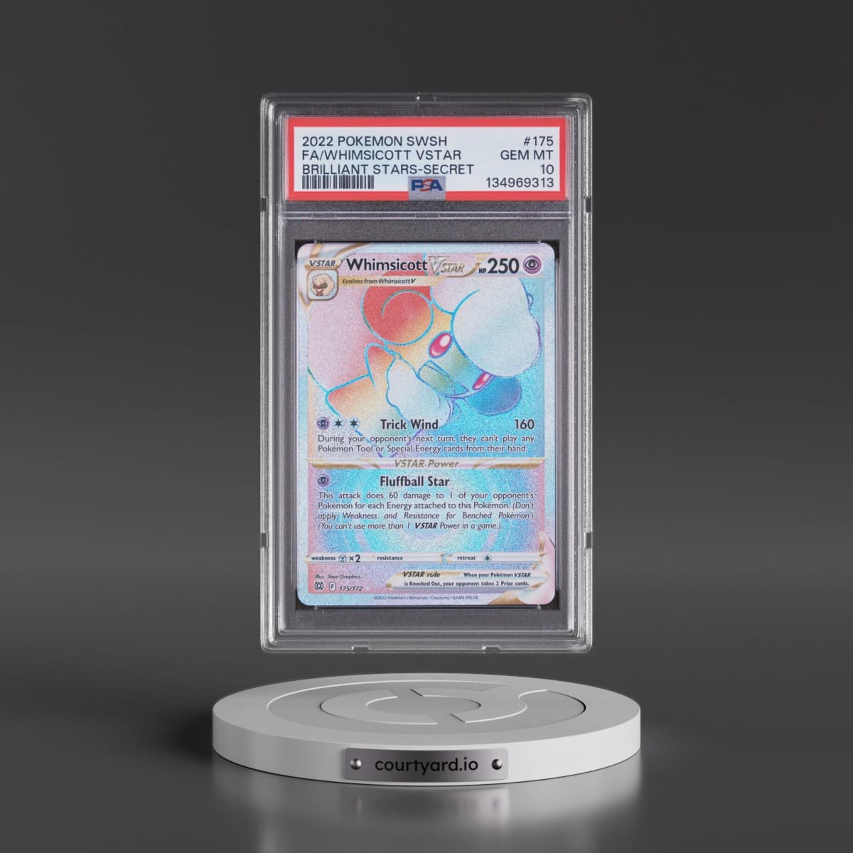 2022 Pokémon Sword & Shield Brilliant Stars #175 Whimsicott Vstar - Full Art Secret (PSA 10 GEM MINT)