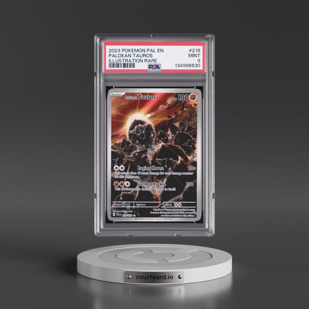 2023 Pokémon Pal EN-Paldea Evolved #218 Paldean Tauros - Illustration Rare (PSA 9 MINT)